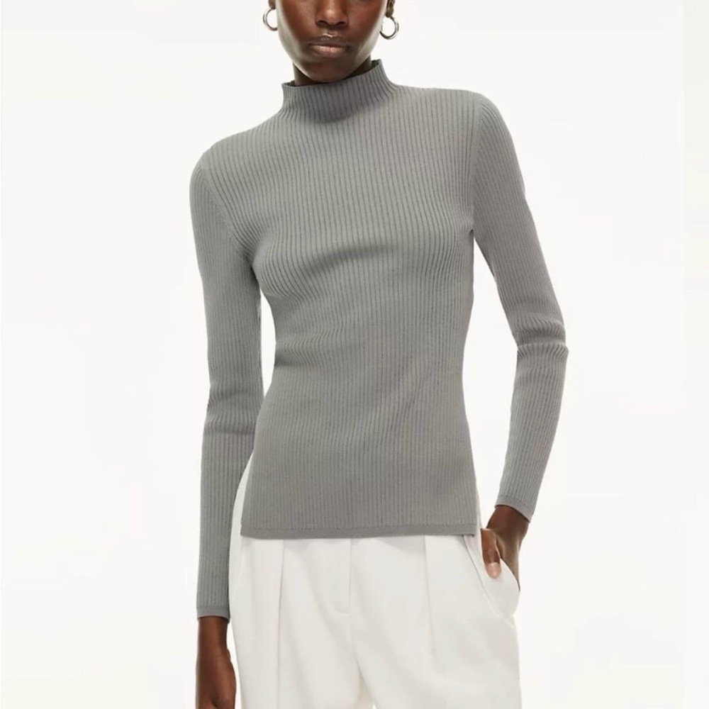 Aritzia Babaton Sculpt Tie-Back Long Sleeve Mock Neck – 2XL – Grey